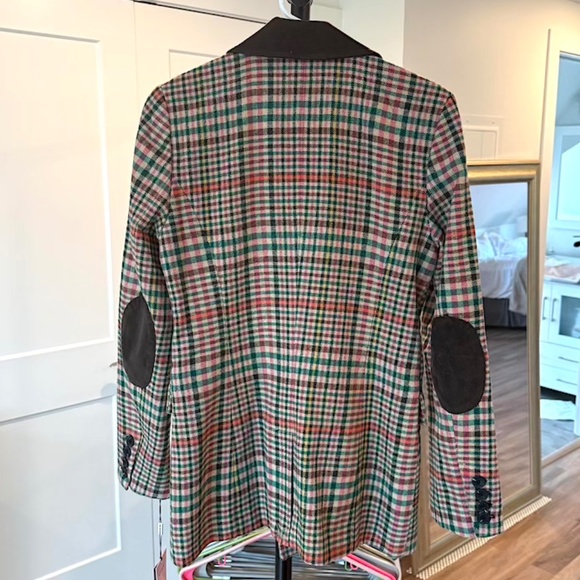 Avec Les Filles Double-Breasted Elbow-Patch Plaid Jacket - X-Small (NWT) - Picture 9 of 13